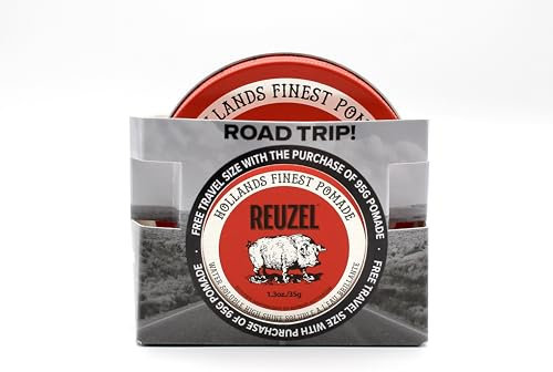 Reuzel 2025 Road Trip, rote Salbe, mittlerer Halt, hoher Glanz, für Herren, wasserlöslich für einen geschmeidigen Look, Hochglanz, 95 g + kostenlose Reise, Format 35 g