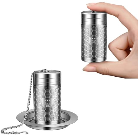 BOMANSI BOMS Tee-Ei (2er-Set) mit Tropfdray – ultrafeines Teesieb für losen Tee – 316 Edelstahl Tee-Steeper (2 Stück, extra klein)