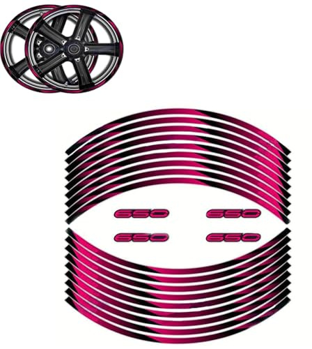 MPODYTSF Aufkleber für Motorrad Motorrad Dekorative Felgenaufkleber Aufkleber Für Kawasaki Z650 17 Zoll Radnabenaufkleber Reflektierender Aufkleber Vorne Und Hinten(Pink)