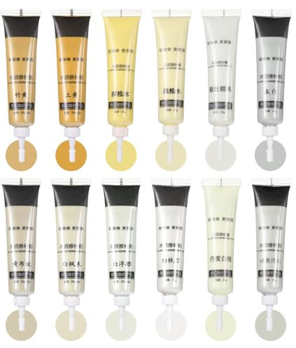 sourcing map 12 Colors Wood Filler Wood Scratch Repair Kit Touch Up Filler Wood Paint for Repairing Scratches Cracks Holes on Wooden Floors Cabinet, Table, Warm White Series