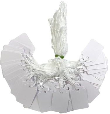 Pack of 100 Medium White Strung Tags Price Tickets 25 x 39mm