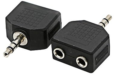 EXCEART 2 Pièces Adaptateur Audio Y Double Mono Convertisseur Jack Stéréo pour Écouteurs et Microphones Câble Splitter Noir Compatible Pc et Smartphones