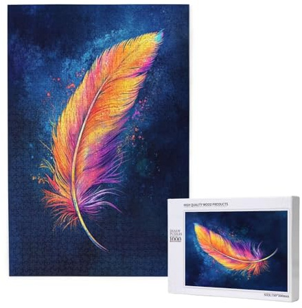 Puzzle Feder,Puzzle 6000 Teile Farbe Holzpuzzle Erwachsene mit Geschenkbox und Poster,Schwieriges,Unterhaltsames,Herausforderndes,Geeignet für Anfänger ab 14 Jahren,Geschenke für Männer/Frauen M-1863