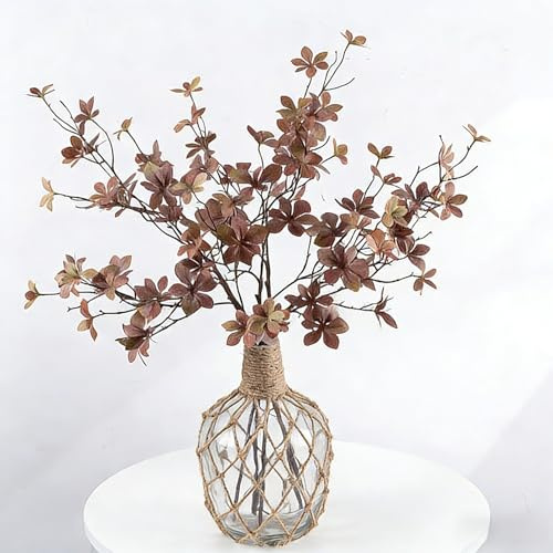 Xiyocadt 6 Stück Künstliche Pflanzen,Künstliche blätter, Zweige, Kunstblumen,Pflanzen Wie Echt Pflanze,für Hochzeit Sträuße Haus Garten Party Blumenschmuck (Kaffee)