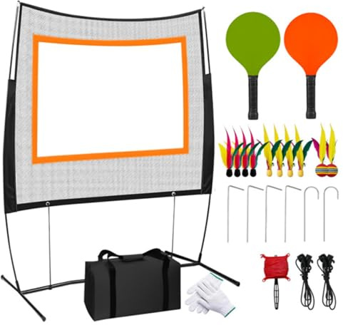 KIRJAUDU Filet Badminton Extérieur & Intérieur, Set Pickleball 5 en 1 avec Raquette Badminton, Filet de Badminton Polyvalent pour Jardin, Plage, Jeux en Famille