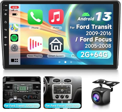2G&64G VECHTEL 9 Autoradio Für Ford Transit 2009-2016/ Ford Focus 2005-2008 mit Carplay Android Auto Wireless,Android 15,Bluetooth HiFi/RDS/FM Radio,WiFi Navi/AHD Rückfahrkamera/CANBUS
