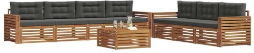 vidaXL Outdoor-Sofagarnitur mit Kissen 8 pcs Natur und Anthrazit, Gartenlounge, modernes Outdoor-Sofa-Set, langlebige Terrassenmöbel, Bequeme Sitzmöglichkeiten