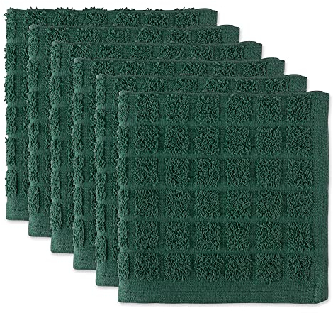 DII Juego de paños de Cocina de Tela de algodón, Color Verde Oscuro, 12 x 12 Pulgadas