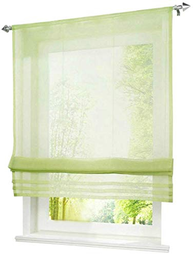 BAILEY JO 1er-Pack Raffrollo mit Tunnelzug Gardinen Transparent Voile Vorhang (BxH 80x155cm, grün)