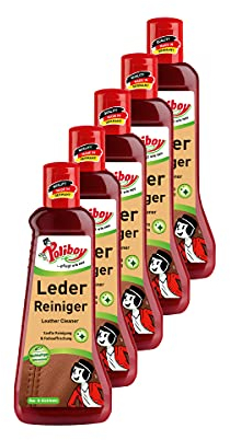 Poliboy - Leder Reiniger - für alle Lederarten, Kunstleder und Materialmix - extra langer Anlaufschutz - Lederreinigung - 5er Pack - 5x200ml Flasche (1 Liter) - Made in Germany