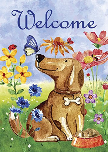 morigins Welcome Hund Deko Cute Puppy Spring Summer doppelseitig Garten Flagge 31,8 x 45,7 cm, Textil, Large-28x40