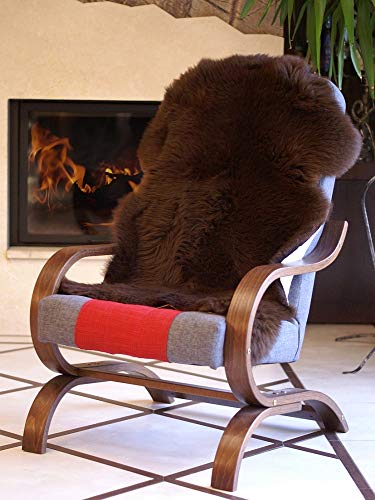 Pioniers Verkauf XXL Natur Schaffell Echtes Lammfell Teppich Sitzfell Naturprodukt pflanzlich gegerbt 110-119 cm naturbraun