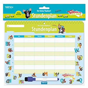 Trötsch Der kleine Maulwurf Stundenplan abwischbar: Lehrplan Studienplan Schulwochenplan