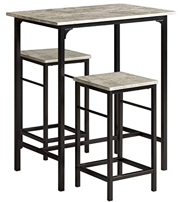 SoBuy Set de 1 Table + 2 Tabourets, Ensemble Table de Bar Bistrot + 2 Tabourets, Table Mange-Debout, Table Haute Cuisine, pour Salle à Manger, Cuisine, Salon, Blacon OGT10-HG