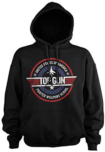 Top Gun Offizielles Lizenzprodukt Fighter Weapons School Kapuzenpullover (Schwarz), Small
