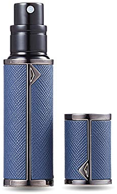 AsaNana Atomizzatore di profumo, riutilizzabile e da viaggio, bottiglia di profumo, a prova di perdite, pompa inferiore senza imbuto, lussuosa piccola donna e uomo, 5 ml (BLK-Deepblue)