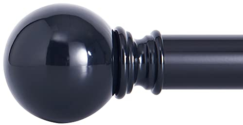 NICETOWN Gardienenstange Ausziehbar 122-218 CM Schwarze Vorhangstangen mit Runden Endstücken für Verdunkelungsvorhänge Curtain Rods, 1 Läufig, Durchmesser 25MM