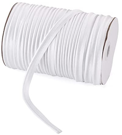 Craftdady 109 Yards 3/8'' Piping Bias Tape Insertion Tape Polyester Binding Cord Flange for Pillow Sewing Seaming Hemming Quilting Crafting, White