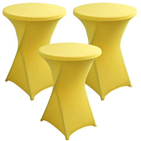 KAYBTNT 3er Set Stretch Stehtisch Hussen - Bistrotische Stehtischhussen Ø 60/80 cm, Pflegeleicht Abwischbar Schnelltrocknend, Hochwertige Tischhussen für Stehtische,Gelb,80cm/32inch