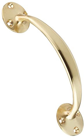 SUL Victorian Bow Shaped Cupboard Cabinet Door Handle with Screw for Furniture Drawer Pulls Cupboards, 150mm (6 Inch), Polished Brass Brass Bow Handle 1pk