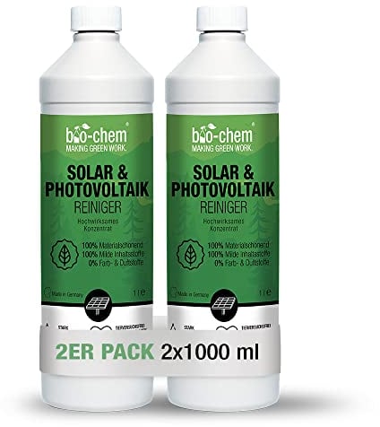 bio-chem Solar- und PV Photovoltaik-Reiniger – 2x 1000 ml Konzentrat - bis zu 1:20 verdünnbar - Tiefenwirksam und materialschonend - Made in DE