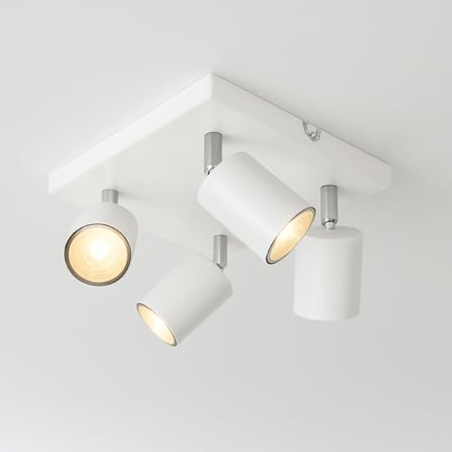 CGC Lighting Modern Contemporary Design Adjustable Heads GU10 Ceiling Spot Lights (White, Four Square)