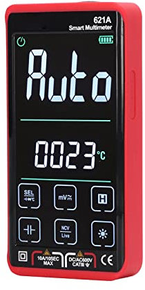 Digitaler Multimeter-Tester, 2 Isolierung, Automatischer Brandschutz, Sturzsicher, Kleines, Intelligentes Multimeter-LCD-Display für zu Hause (Rot)