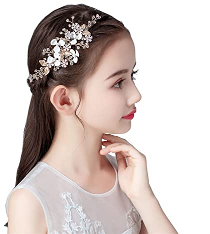 AAOCLO Kopfbedeckungen für Frauen Kinder Mädchen Kopfschmuck Prinzessin Clip Haarnadelkopf Blume Krone Tiara