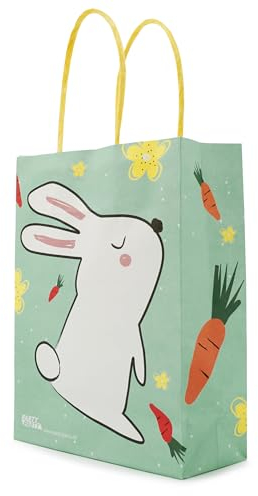 PARTY PARTY 8 Hase Geschenktüten mit Henkel, 19 x 15 cm, Osterkorb Osternest zum Befüllen, Mitgebsel, Geschenktasche Kindergeburtstag Junge Mädchen, Osterhase, Ostertüten, Osterdeko
