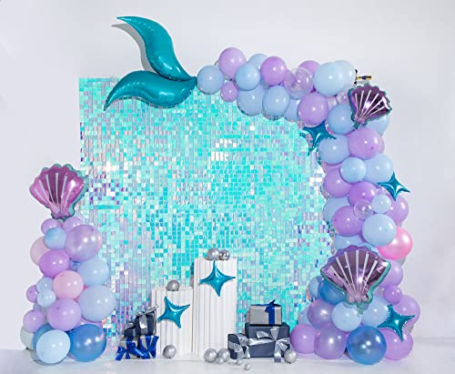 Kate Shimmer Wall Panels Pailletten Magisches Blau Wand Pailletten Hintergrund Party Panels für Party Dekoration 24PCS