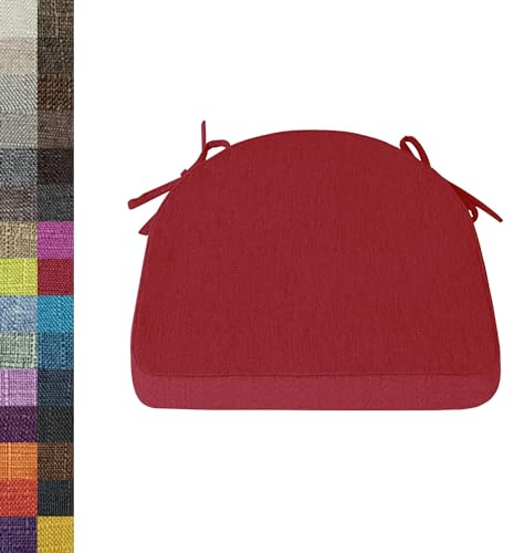 Lsjoaw 1 Stück Stuhlkissen Sitzkissen Stuhl 43X42X40X5 Sitzpolster mit Bindeband Rutschfestes Zierkissen Gartenkissen Halbrund Auflage für Stühle Indoor/Outdoor Sitzauflage,Red
