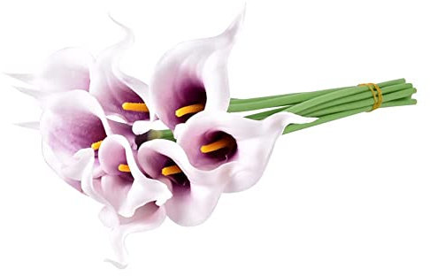 iSpchen 20 Stück Künstliche Blumen Calla Lilien Blumenstrauß Langer Stiel Kunstblumen Wie Echt PU Latex Real Touch Calla-Lilien Brautstrauß für Hochzeit,Büro,Party,Schlafzimmer Deko
