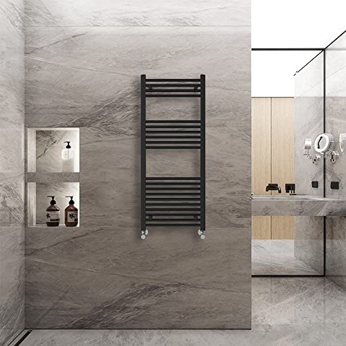 WarmeHaus Radiador de radiador con calefacción recta, color negro, 1200 x 500 mm, radiador de calefacción central para baño y cocina