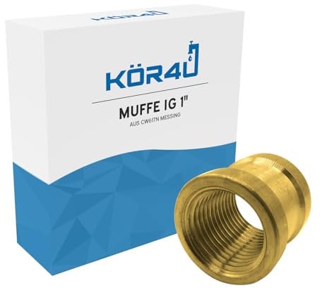 kör4u Muffe IG 1 Zoll, Messing CW617N, Verbindungsstück, Rohrverbindung, Sanitär und Garten