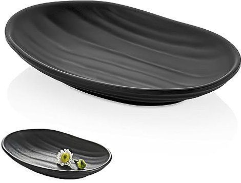 OHYER Bandeja Organizador de Joyas de Resina Llave Anillo Plato Joyas Bandeja de Placa de Joyería Tazón de Llave Negra Exhibición de Relojes Llaves Monedas Joyería para Decoración de Casa Oval