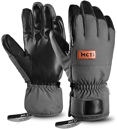 Kineed Winterhandschuhe Herren Warme Skihandschuhe Touchscreen Wasserdicht Schnee Thermohandschuhe für Radfahren Motorrad Snowboard