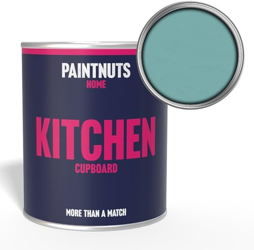 PaintNuts Kitchen Cupboard Paint - RAL-6034 - PASTEL TURQUOISE Satin 1 Litre Tin