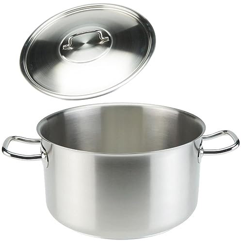 SKK großer Gastro Fleischtopf Ø 28 cm - induktiver 18/10 Edelstahl Kochtopf - Profi Universaltopf mit Edelstahl-Topfdeckel