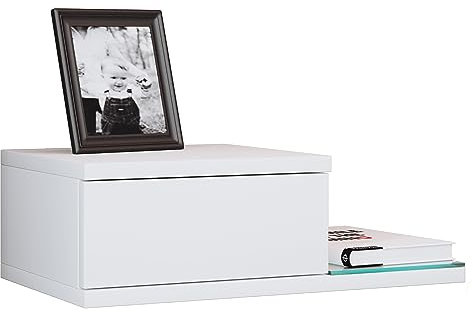 VCM Holz Wandschublade Nachtschrank Wandboard Schublade Konsole Nachttisch Konsila M Weiß