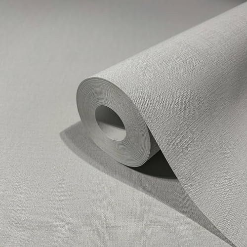 marburg Tapete Grau Textiloptik Modern Uni GZSZ für Wohnzimmer oder Schlafzimmer Made in Germany 10,05 x 0,53m