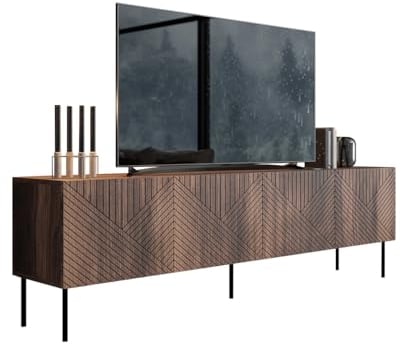 Mirjan24 TV-Lowboard Aropo 4D 190, Praktischer Fernsehschrank mit 4 Türen und 4 Fächer, Griffloses Öffnungssystem, TV Schrank, TV-Bank, Sideboard, Wohnwand (Nuss Warmia)