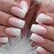 Faux Ongles Court MouyouGlow,Carré Rose Dégradé Blanc Glossy Press on Nails avec Colle à Ongles,Pink Gradient White Acryl Fake Nails