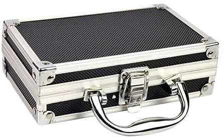 Fawiwpse Aluminum Alloy Toolbox Accessories Storage Box Practical Aluminum Suitcase Portable Handle Small Toolbox Storage Box Durable Easy to Use Silver & Black