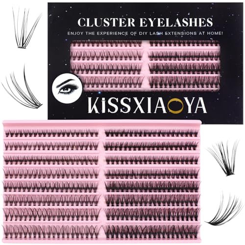LYMYBETY Cluster Lashes 320 Individual Lashes DIY Eyelash Extensions Thin Band Lash Clusters Mix 9-16mm Length 20D+40D 0.07 D Curl False Eyelashes Cluster Extension At Home (Mix 9-16mm, 20+40-D-0.07)