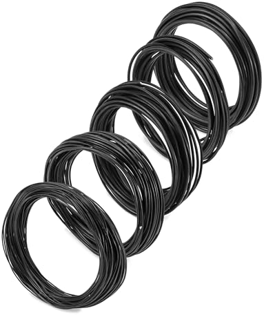 QWORK® 5 Rollos Alambre Bonsai, Alambre Aluminio Anodizado pour Formación Bonsai, 1,0mm/1,5mm/2,0mm/2,5mm/3,0mm, Cada Tamaño 40 m (Negro)