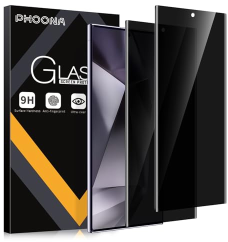 Phoona 2 Pièces Anti-Espion Verre Trempé pour Samsung Galaxy S24 Ultra 5G, Protection d'écran Samsung S24 Ultra, Dureté 9H, Anti-Rayures