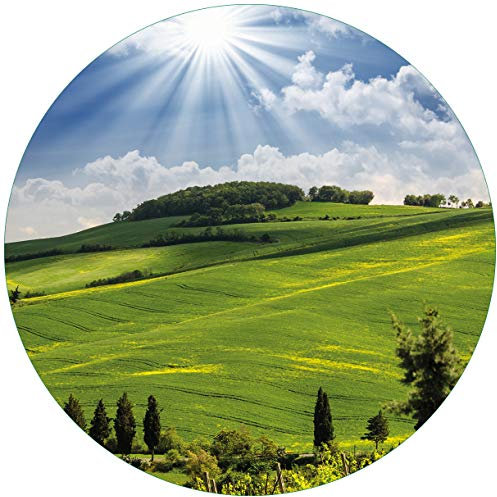 Wallario Glasbild rund Strahlender Sonnenschein - Rund, 50 cm Durchmesser Wandbild Glas in Premium-Qualität: Brillante Farben, freischwebende Optik