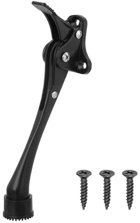 sourcing map Kickdown Door Stop, One Touch Kickdown Door Stopper Holder with Non-Slip Rubber Tip and Screws, 6-Inch Metal Door Kickstand for Bottom of Door, Black