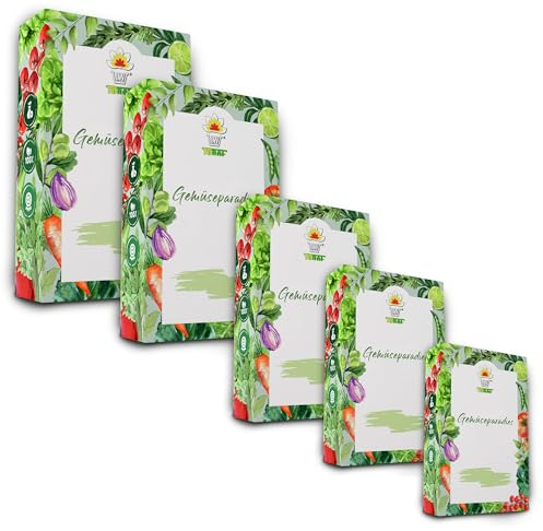 Gemüse Samen Set 55 Premium Sorten Gemüse, Saatgut für Gewächshaus, Garten, Balkon, Küche, Hochbeet, Zwiebel, Karotten, Zucchini, Anzuchtset Samen Gemüse Pflanzen