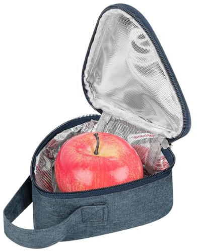 Linkidea Borse per Panini, Borsa per Snack Isolata Riutilizzabile per Panini, Borsa per Il Pranzo all'Aperto Leggera e a Tenuta Stagna per Donne (Blu navy) | Blu navy, contiene 3 uova sode o 1 yogurt, fodera in alluminio per uso alimentare, isolamento termico a 3 strati, lavabile
